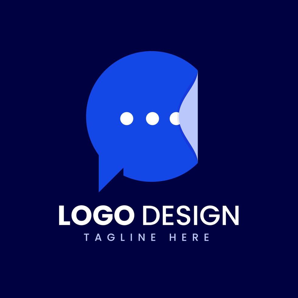 bubble chat with folded paper shape creative template logo vector
