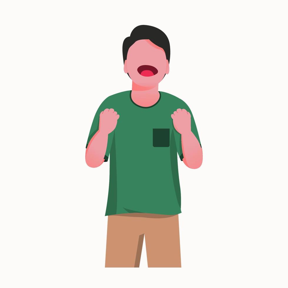 Man shows gesture of happy flat design vector