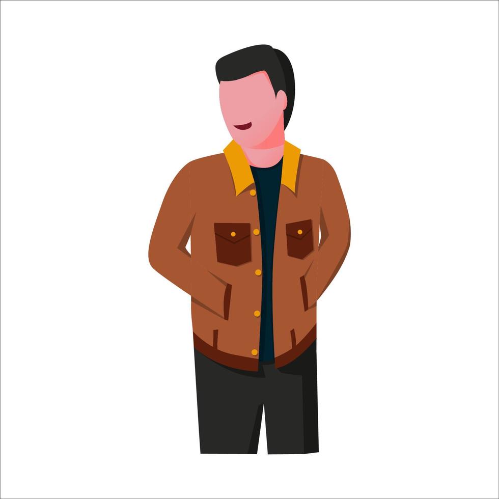 standing man wearing jacket putting his hand in cantonese jacket illustration vector