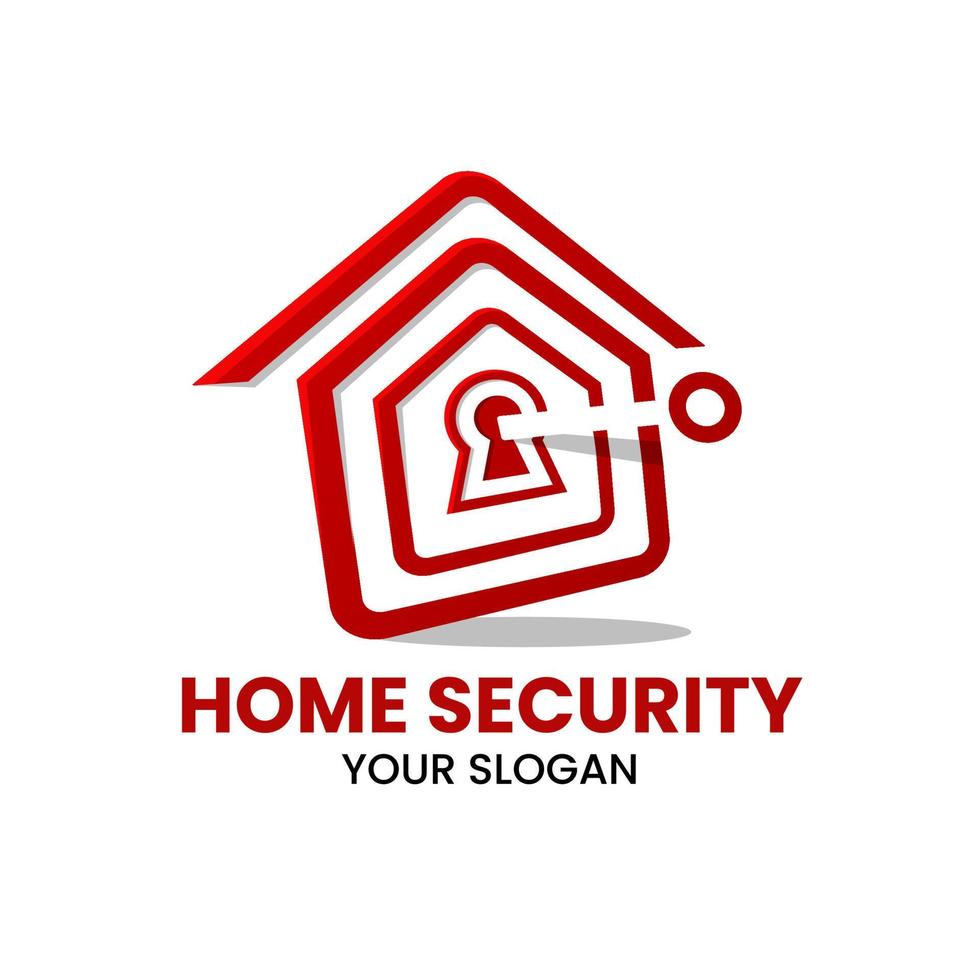 house with home security creative logo design vector