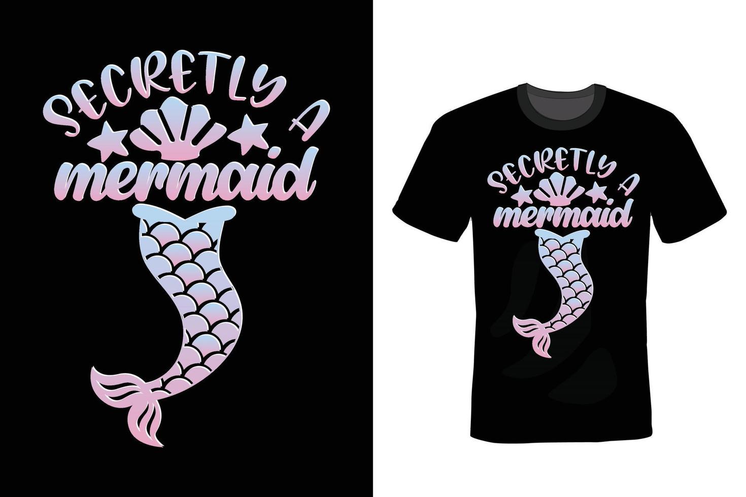 diseño de camiseta de sirena, vintage, tipografía vector