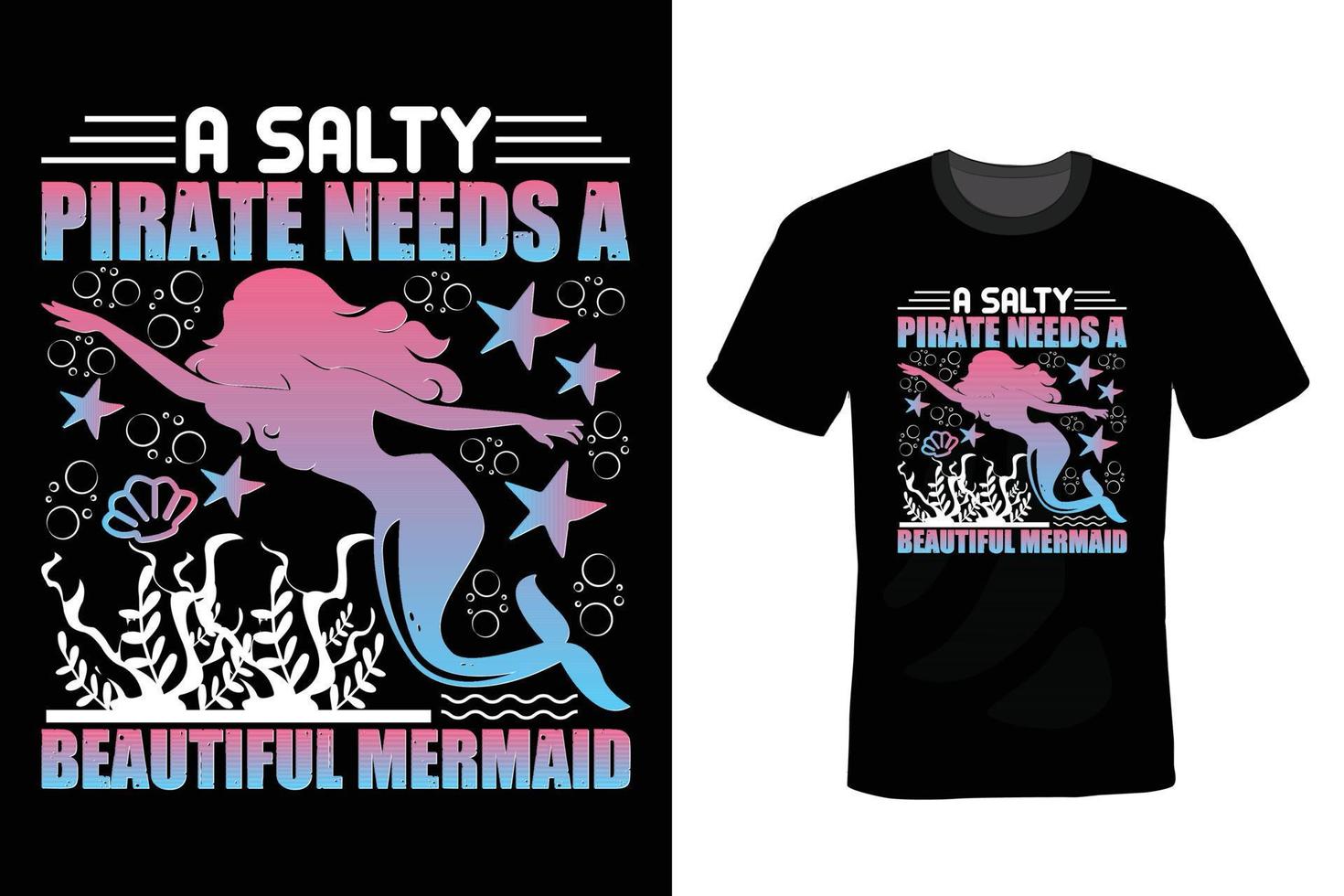 Mermaid T shirt design, vintage, typography vector