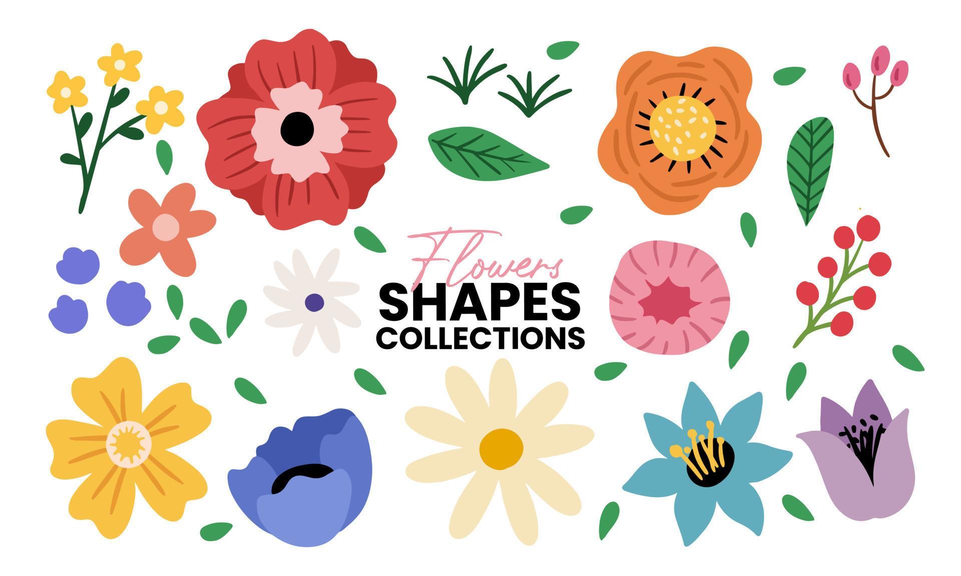 Flower shape collection colorful vector 7849902 Vector Art at Vecteezy