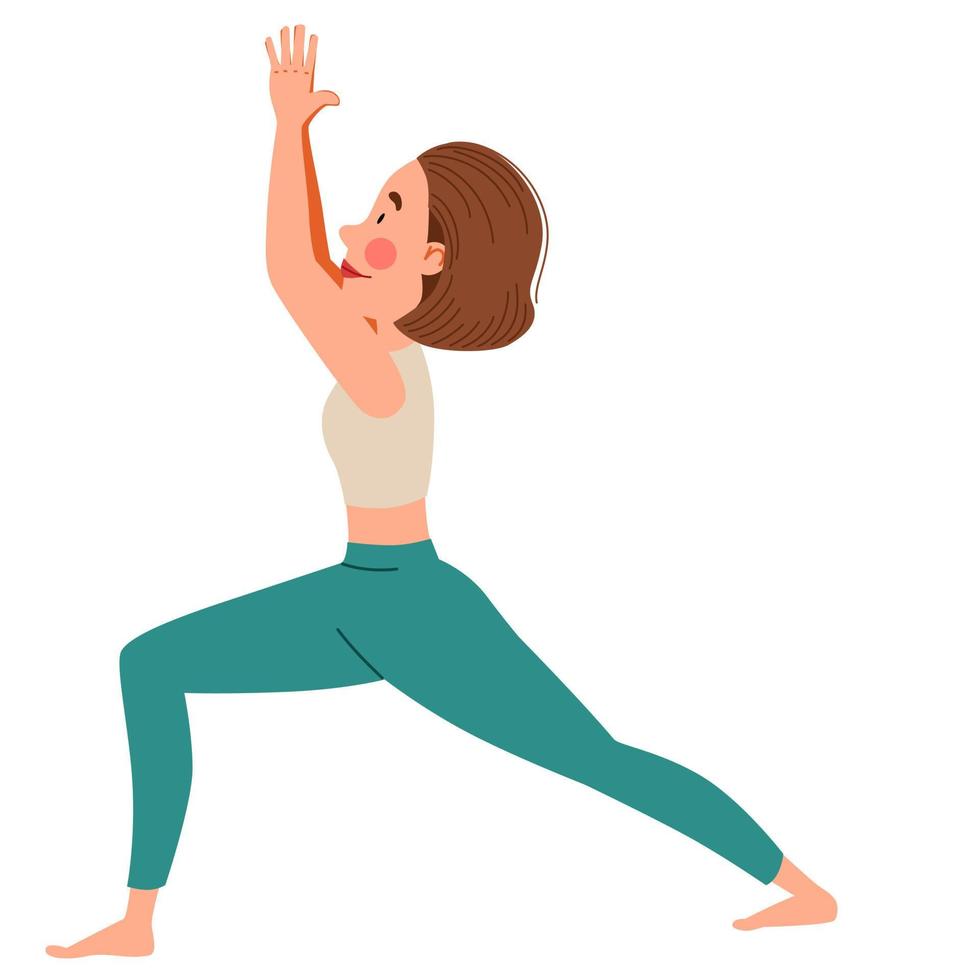 Girl doing yoga. Slender girl in pose on a white background. vector