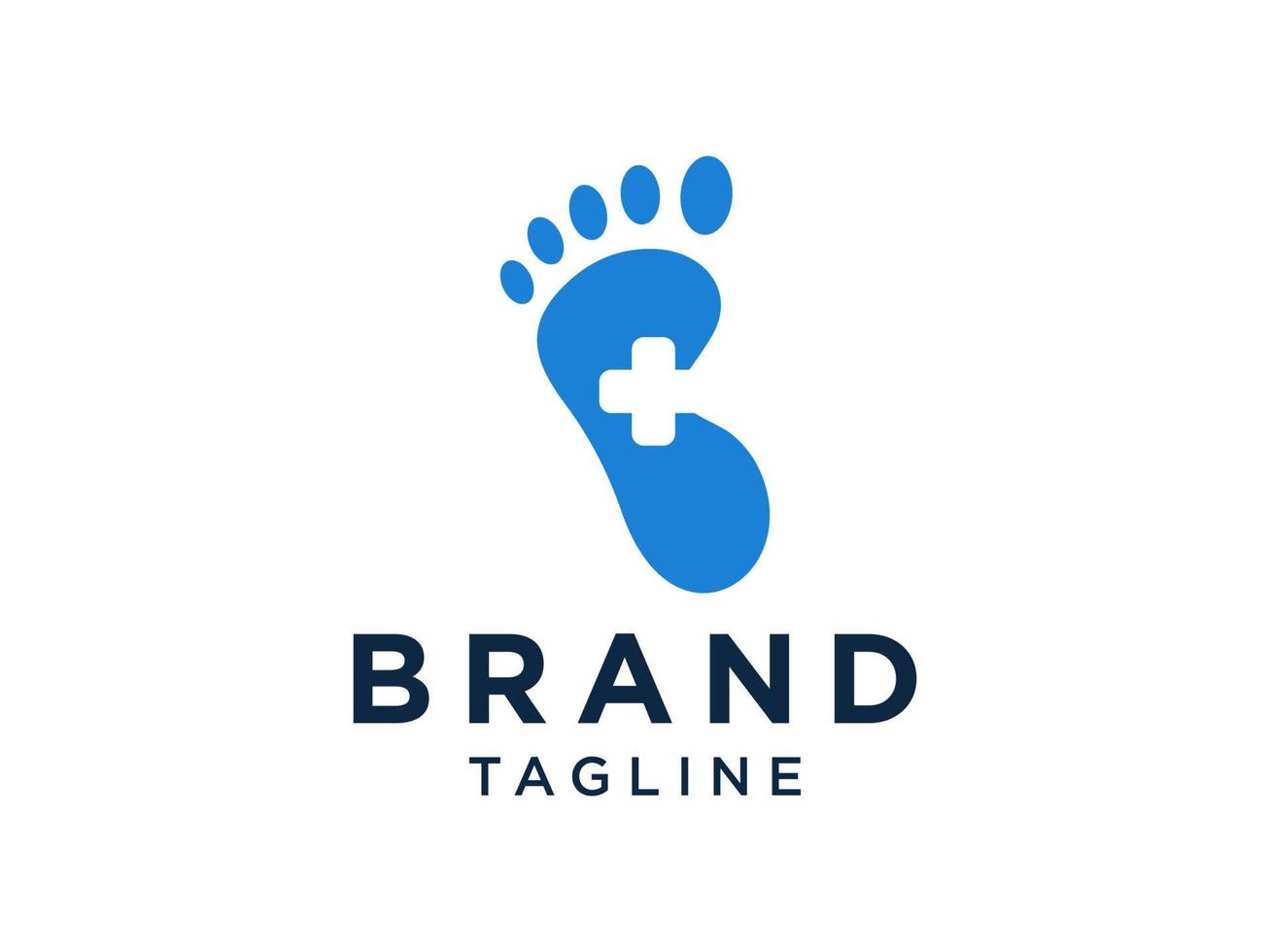 Foot Logo. Blue and Green Gradient Couple Footprints Silhouette with Negative Space Cutout Style inside isolated on White Background. Flat Vector Logo Design Template Element.