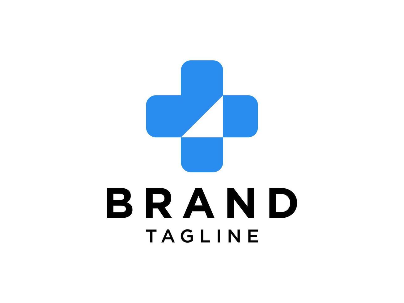 Healthcare Medical Logo. Blue Abstract Symbol with Negative Space Cross Sign inside. Flat Vector Logo Design Template Element.