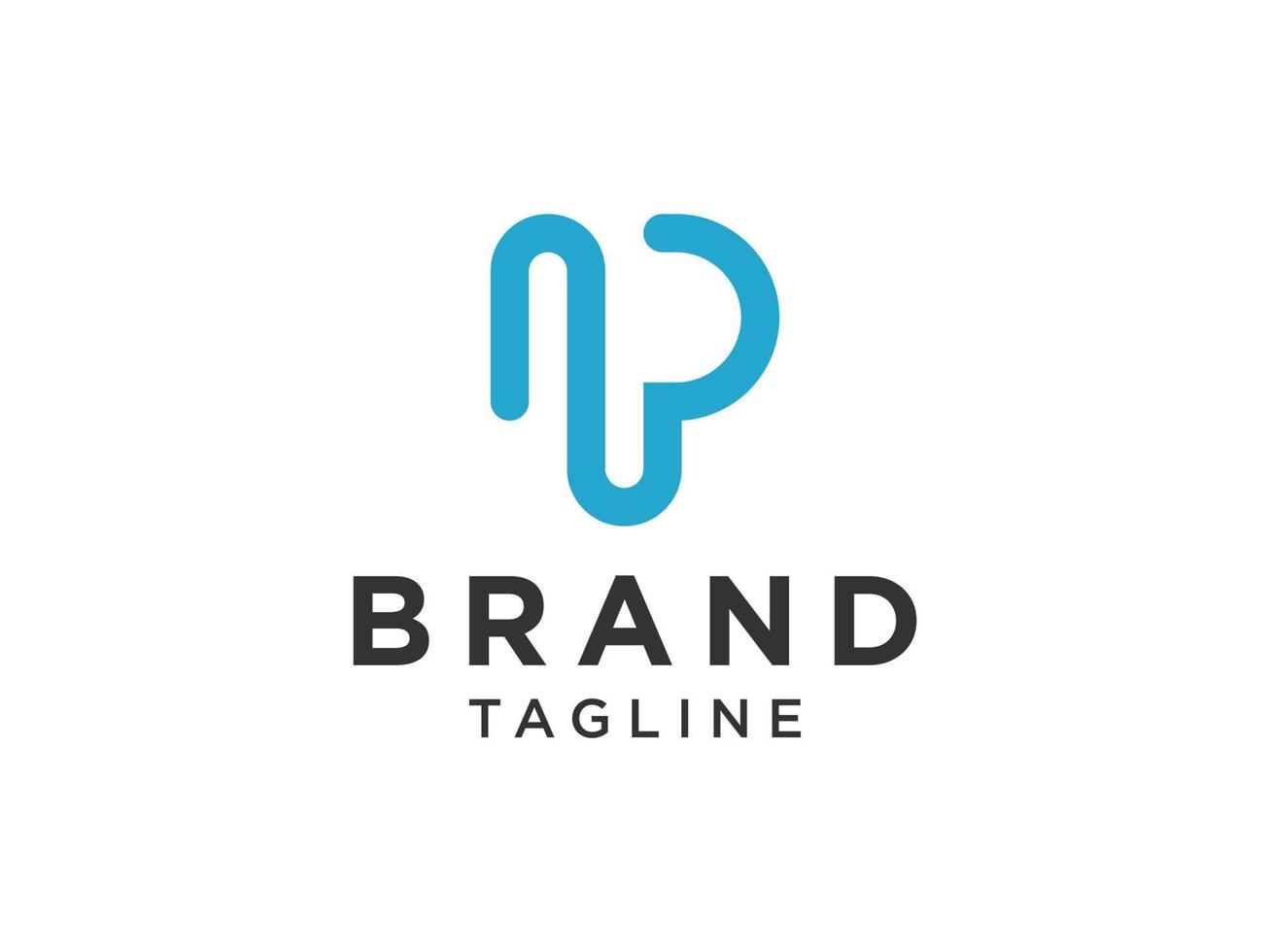 logotipo abstracto de la letra p inicial. forma azul con línea aislada sobre fondo blanco. utilizable para logotipos comerciales y de marca. elemento de plantilla de diseño de logotipo de vector plano.