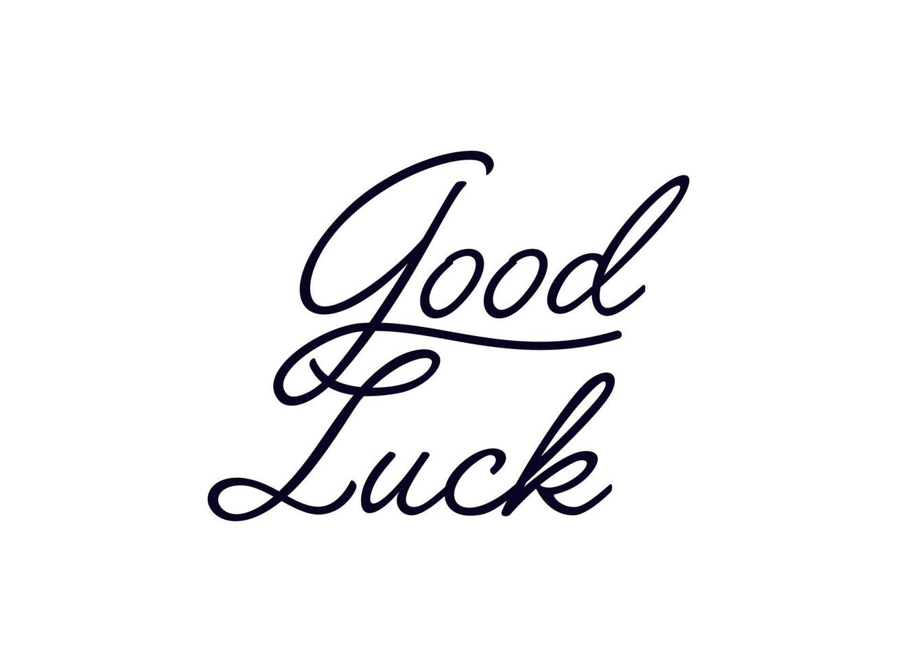 Good Luck Text Handwritten Lettering Calligraphy with Simple Line Arrow isolated on White Background. Greeting Card Vector Illustration.