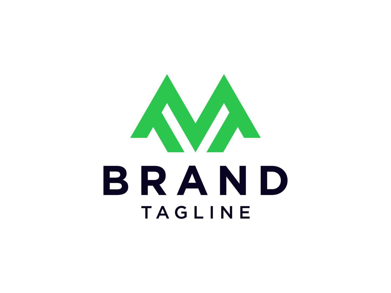 logotipo abstracto de la letra inicial m. estilo de origami de forma geométrica verde aislado sobre fondo blanco. utilizable para logotipos comerciales y de marca. elemento de plantilla de diseño de logotipo de vector plano.