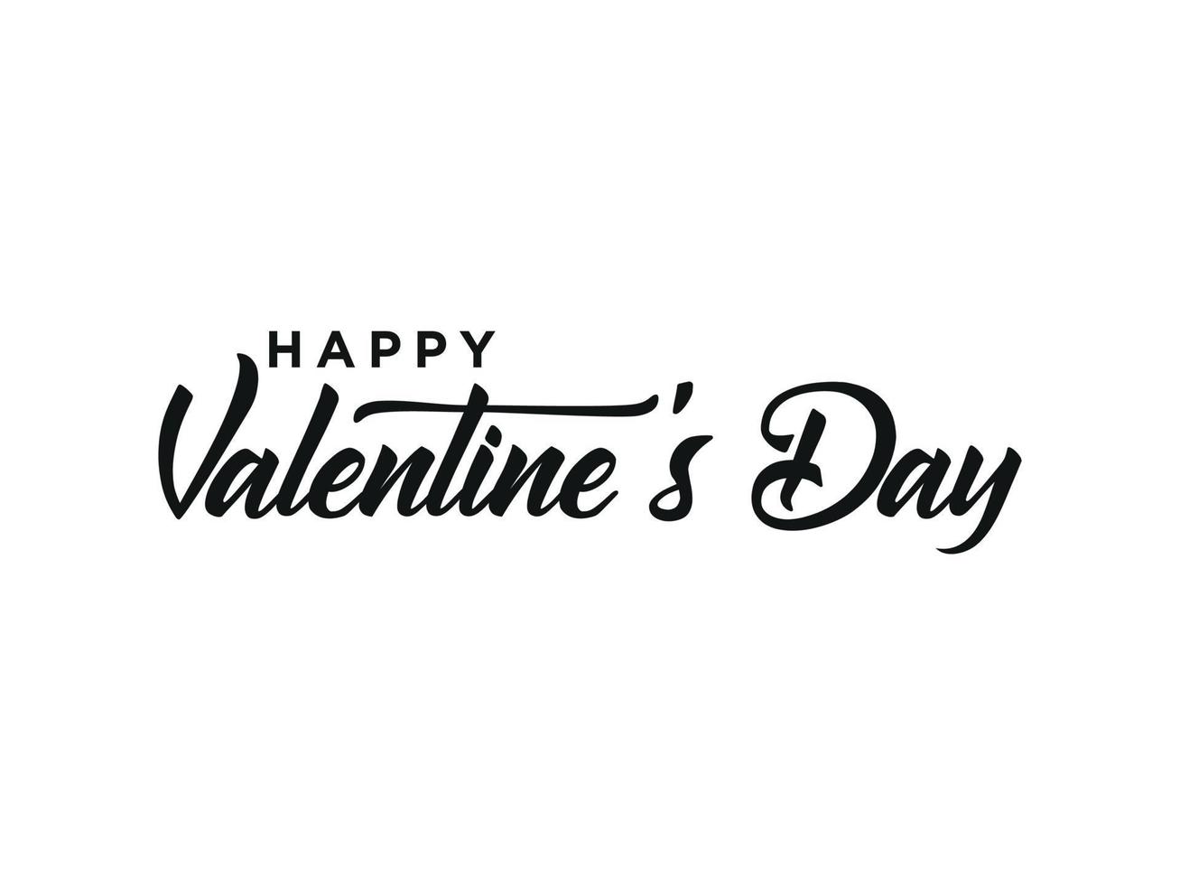 feliz día de san valentín letras texto blanco caligrafía manuscrita aislada sobre fondo blanco. Ilustración de vector de tarjeta de felicitación