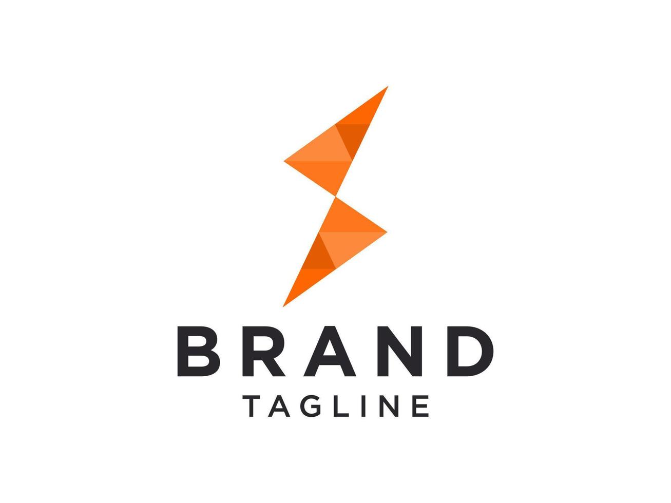 Flash Icon Thunder Bolt Initial Letter S Electricity Logo. Orange Geometric Shape Origami Style isolated on White Background. Flat Vector Logo Design Template Element.