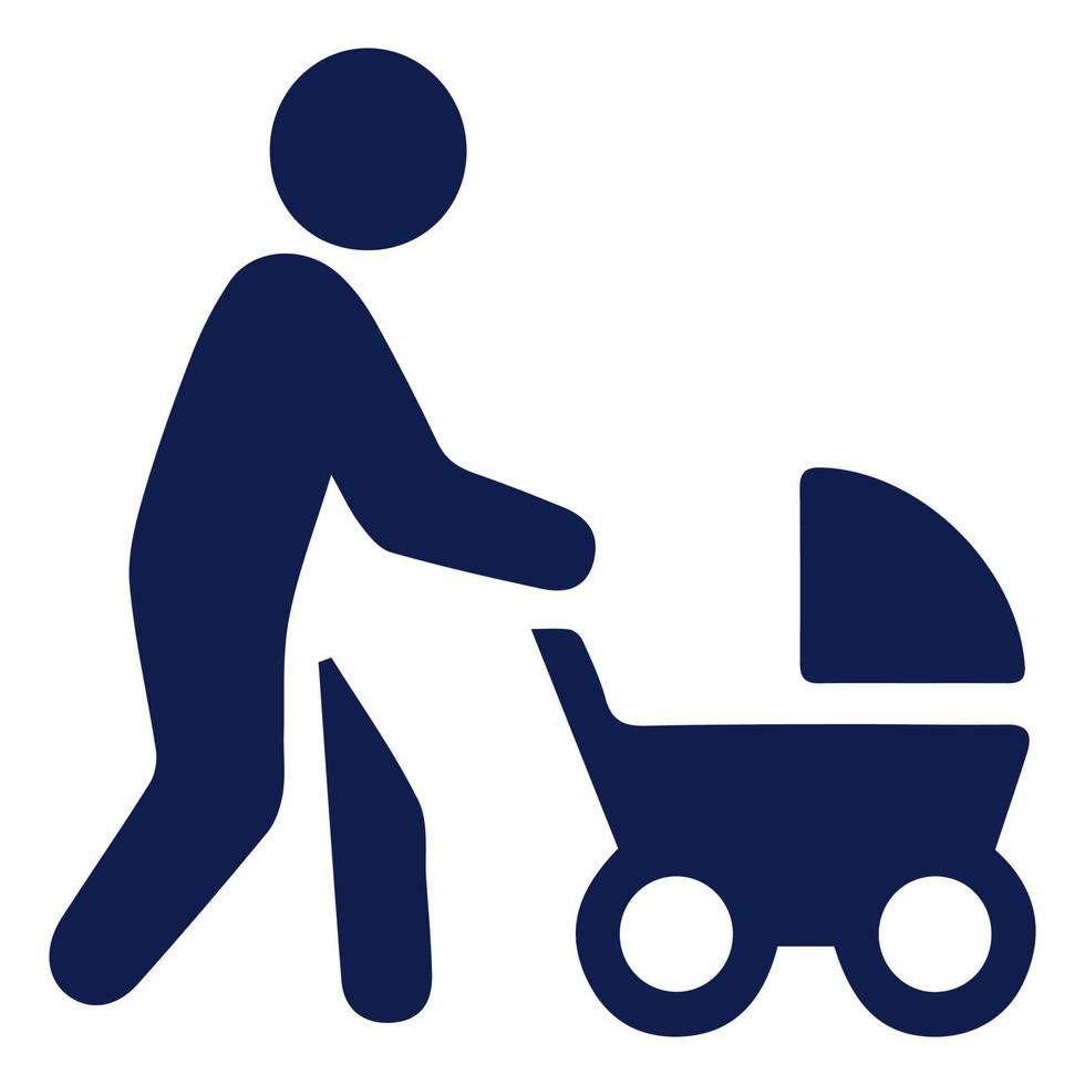 mujer con icono de cochecito de bebé sobre fondo blanco. ilustración vectorial vector
