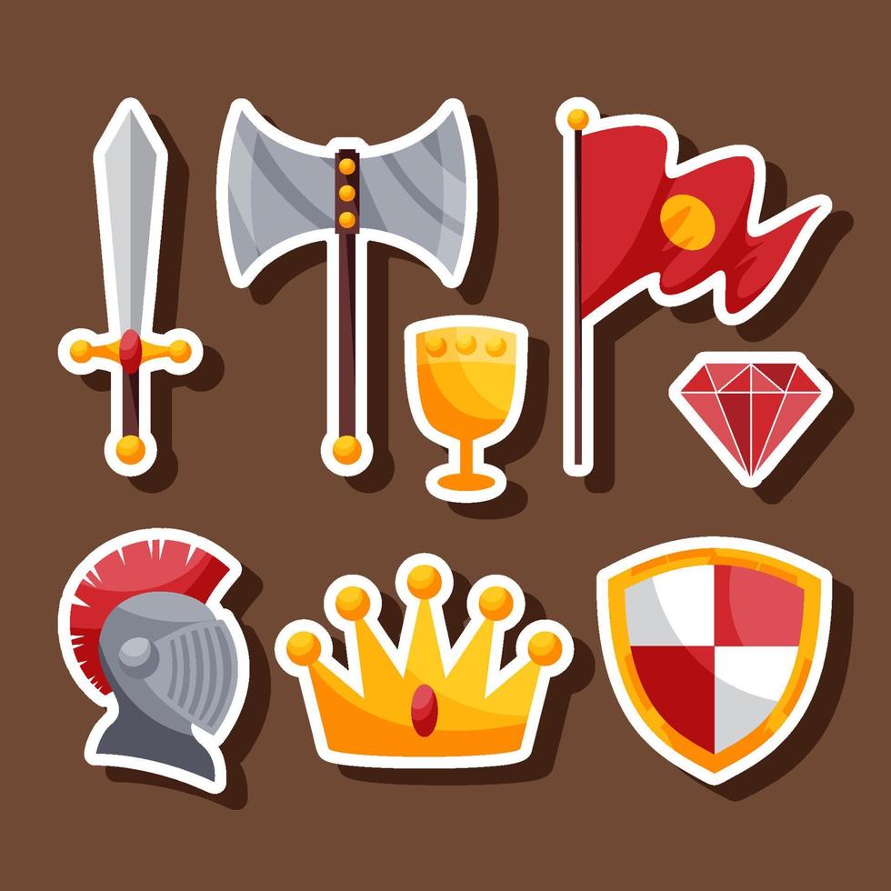 Medieval Sticker Set vector