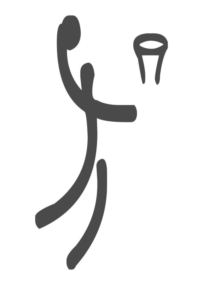 Icon man doing slam dunk, dunking on ring, basketball sport. Vector illustration.