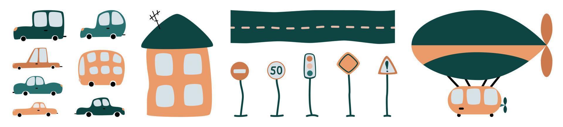 Set of cute cars for baby boys vector