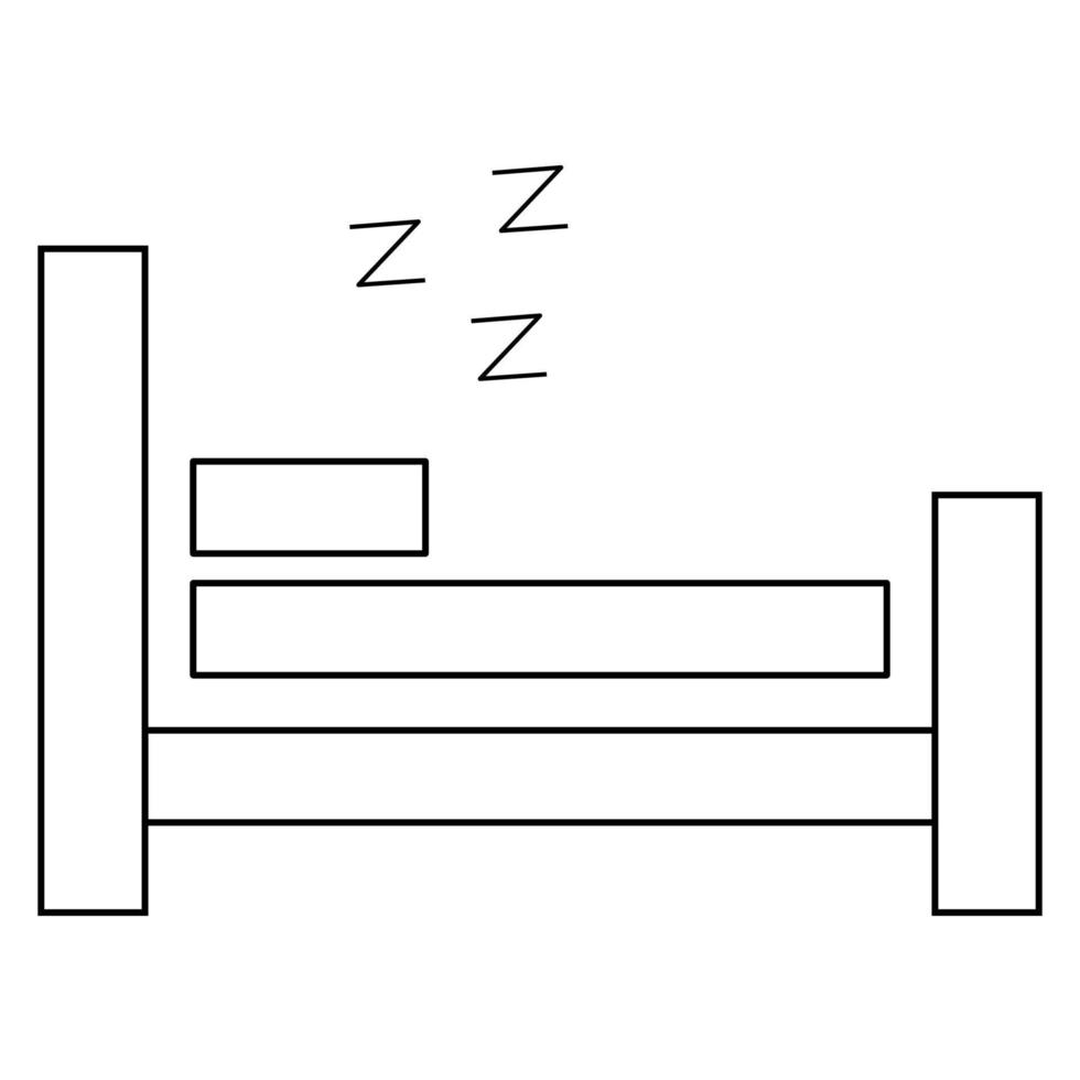 Single bed line icon on white background. Vector illustration.