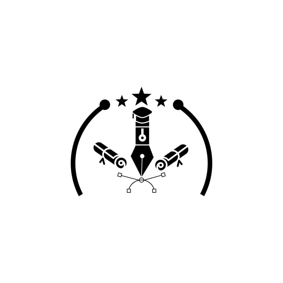 Creative pen tool graduation black icon vector