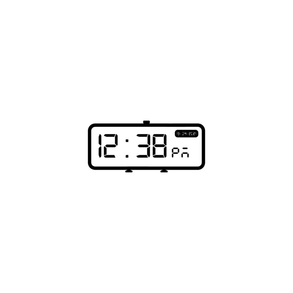 Digital table clock black icon vector