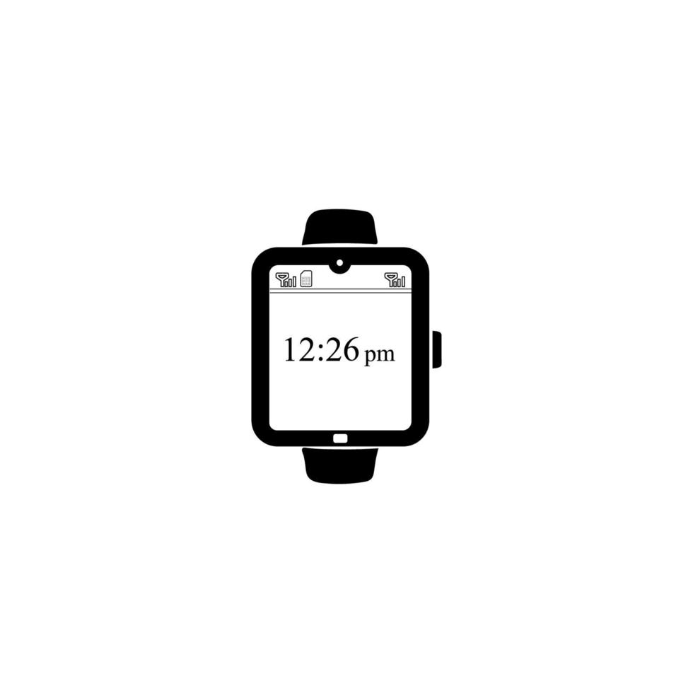 smart android watch, hand clock black icon vector