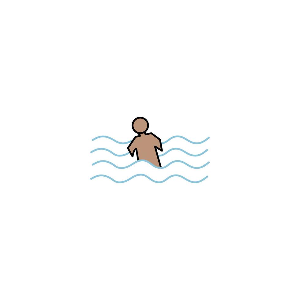 Man down in water accident icon vector