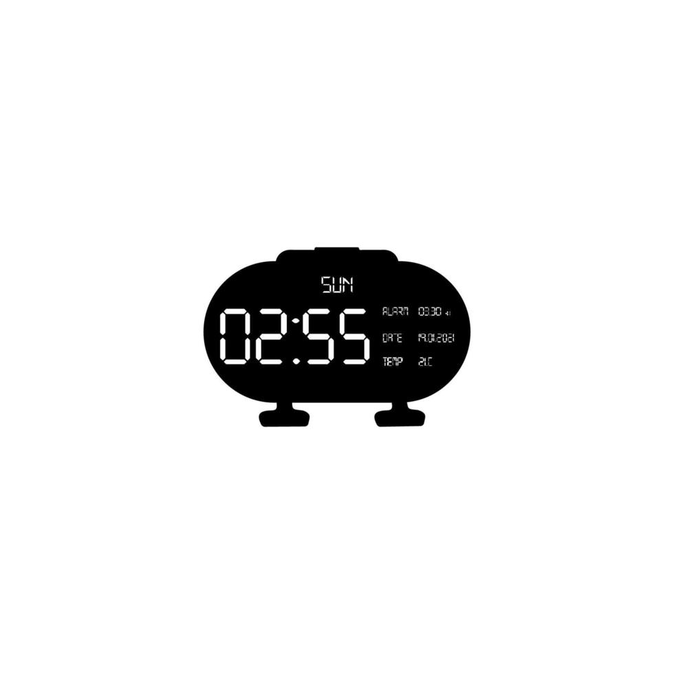 Digital table clock black icon vector