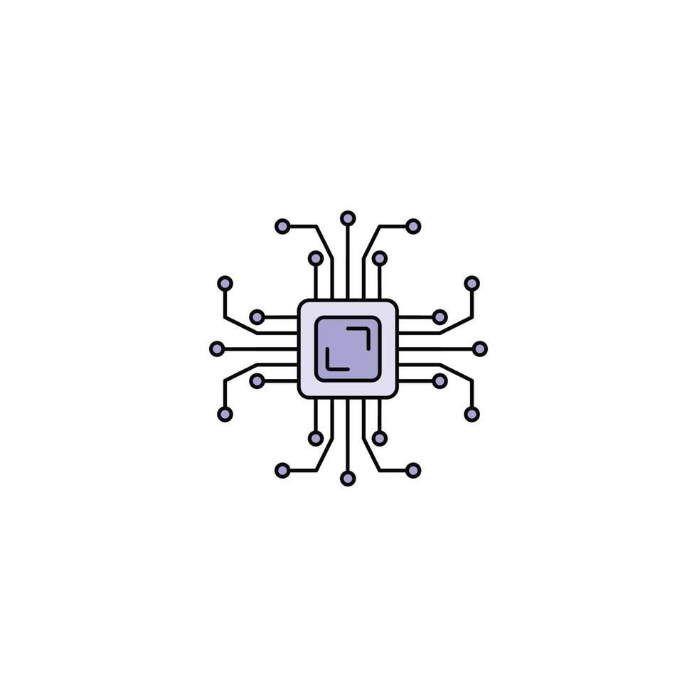 Ai artificial intelligence chip technology cpu Icon vector