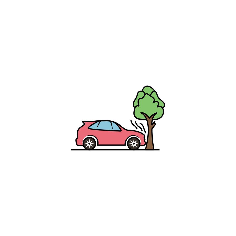 car accident with tree icon vector