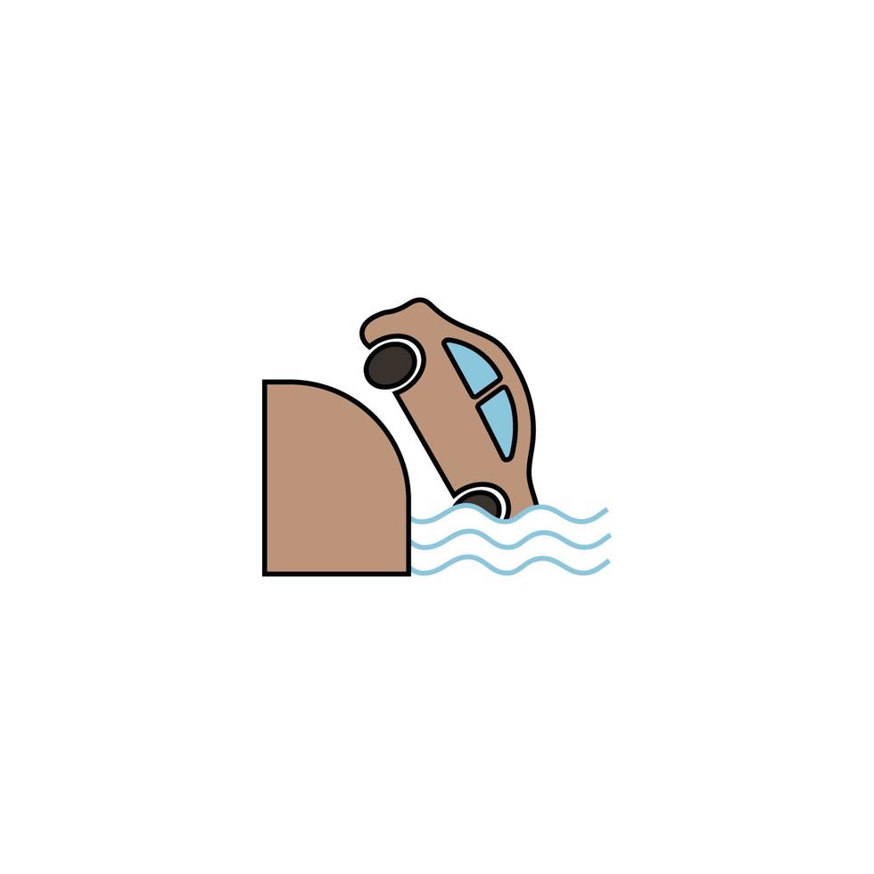 car in water accident icon vector