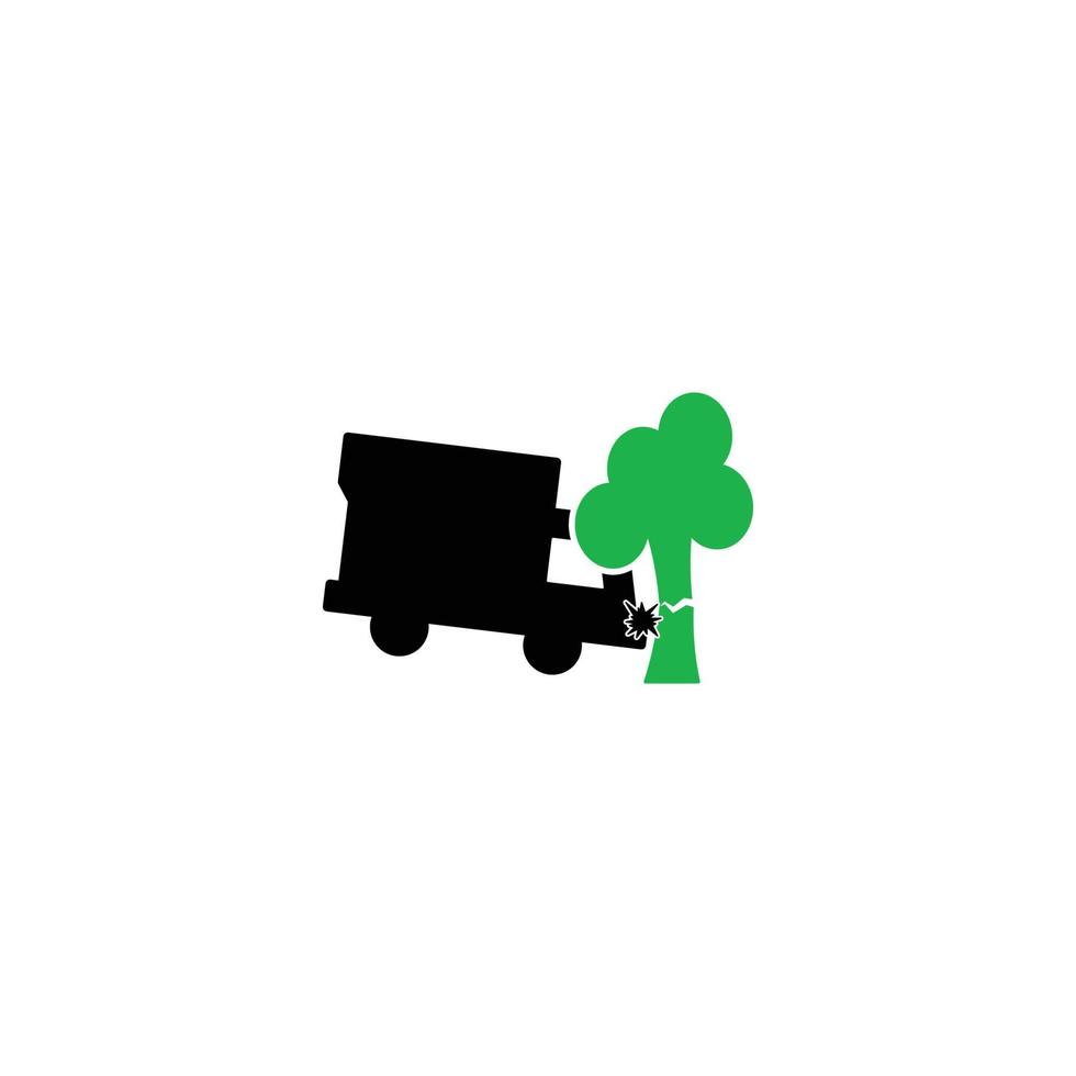car accident with tree icon vector