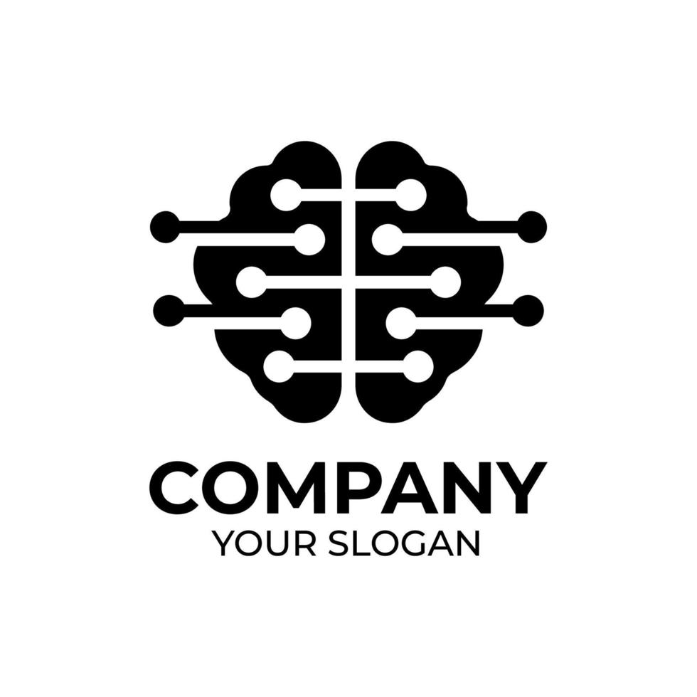 Brain tech logo design vector