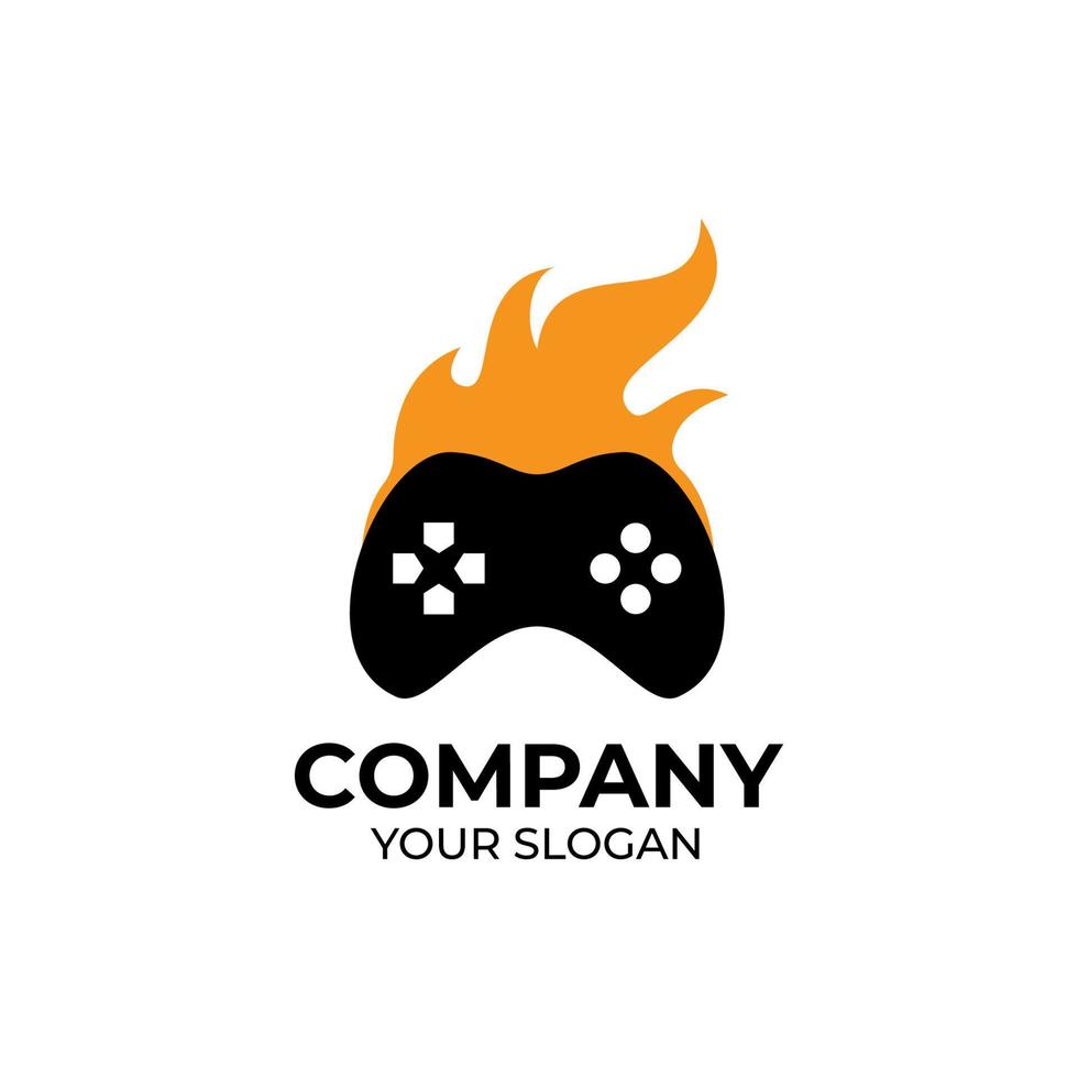 diseño de logotipo de juego en llamas vector