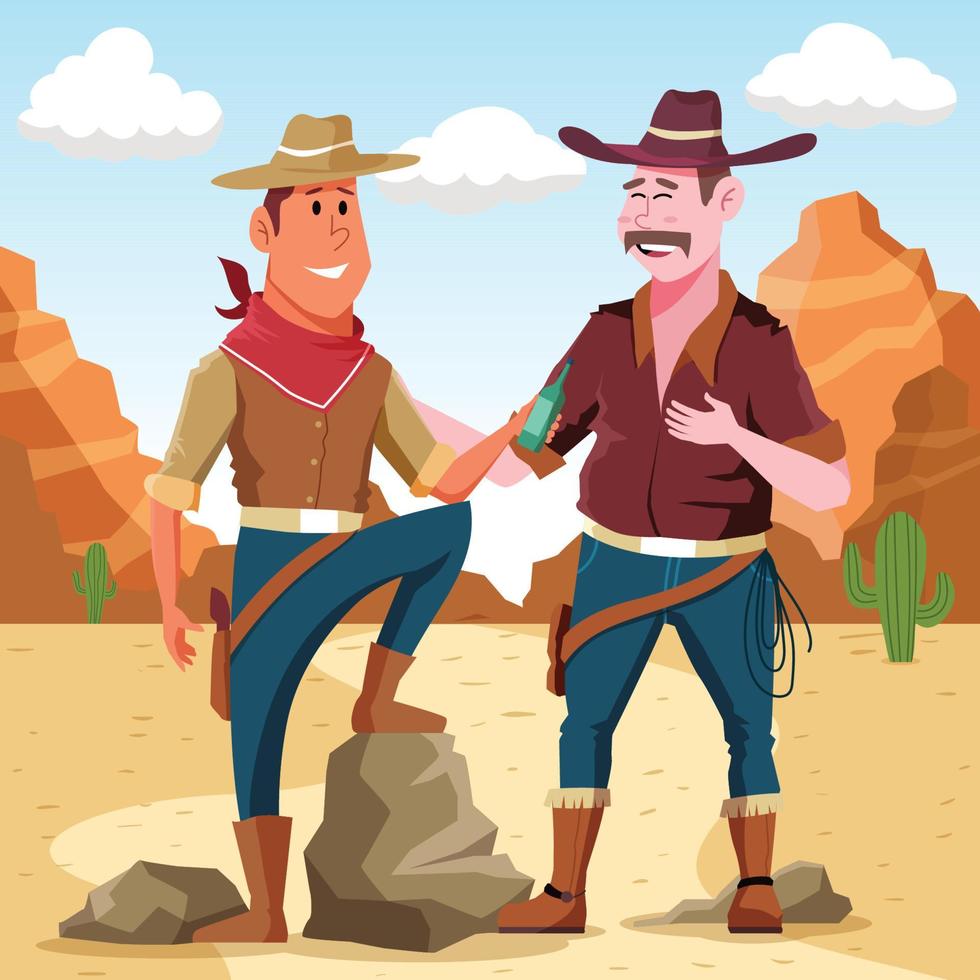 Two Cowboys Having Conversation vector