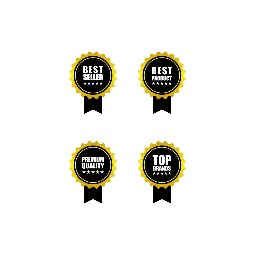 Set of gold badges and labels vector