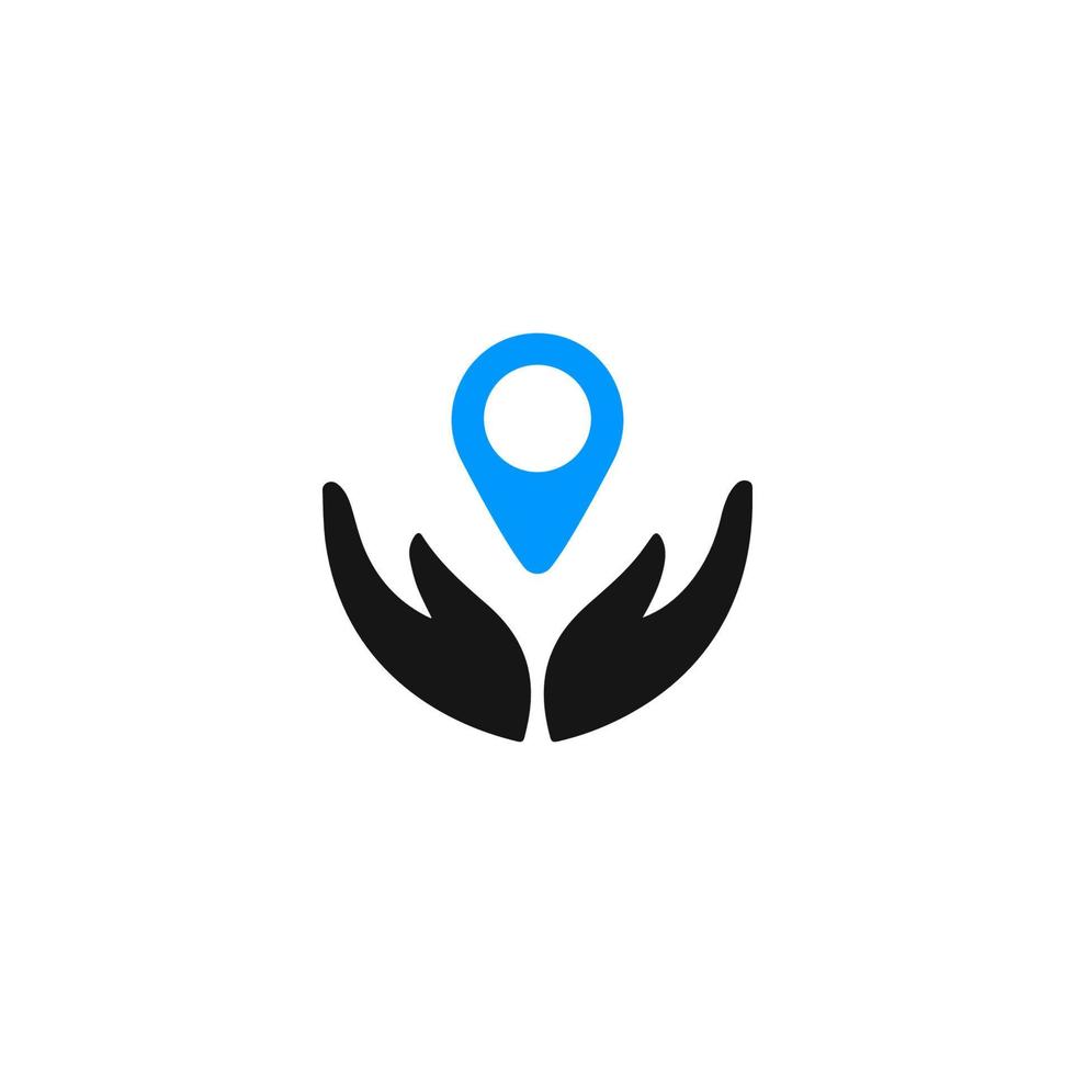 location pin and hand icon vector