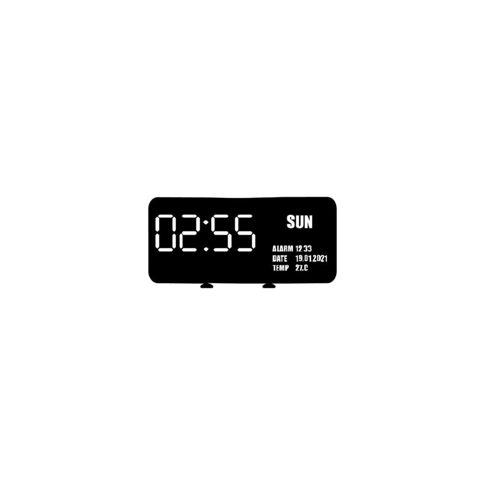 Digital table clock black icon vector