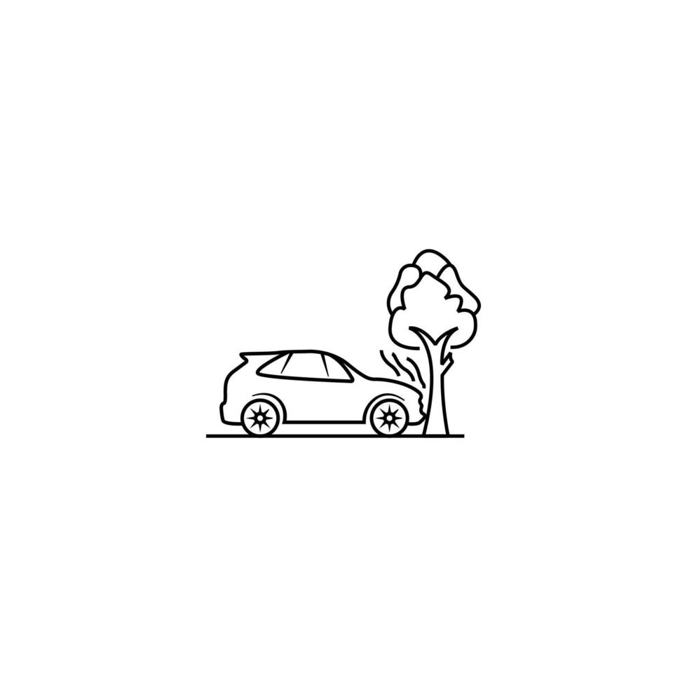 car accident with tree icon vector