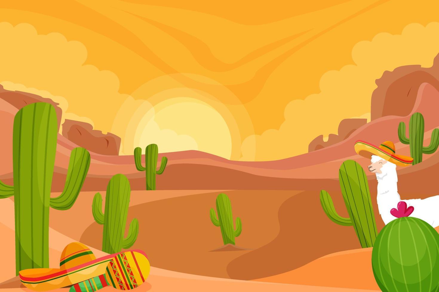 Flat Cinco De Mayo festival celebration background landscape vector