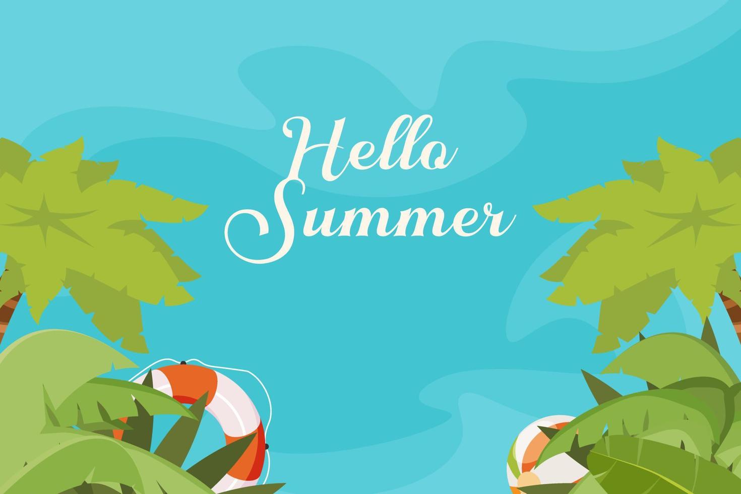 Summer elements with leaves background vector