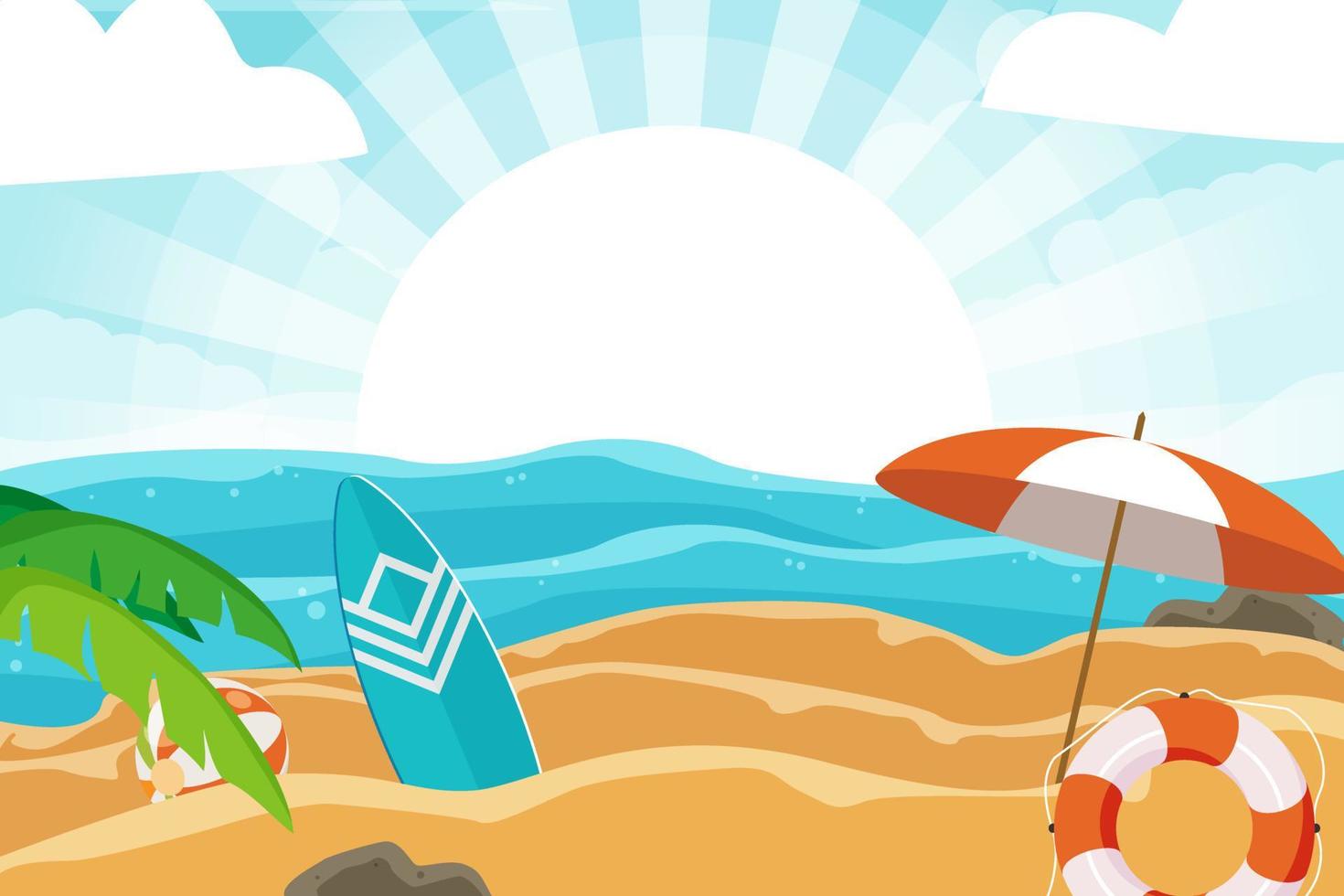 Flat summer beach elements background vector