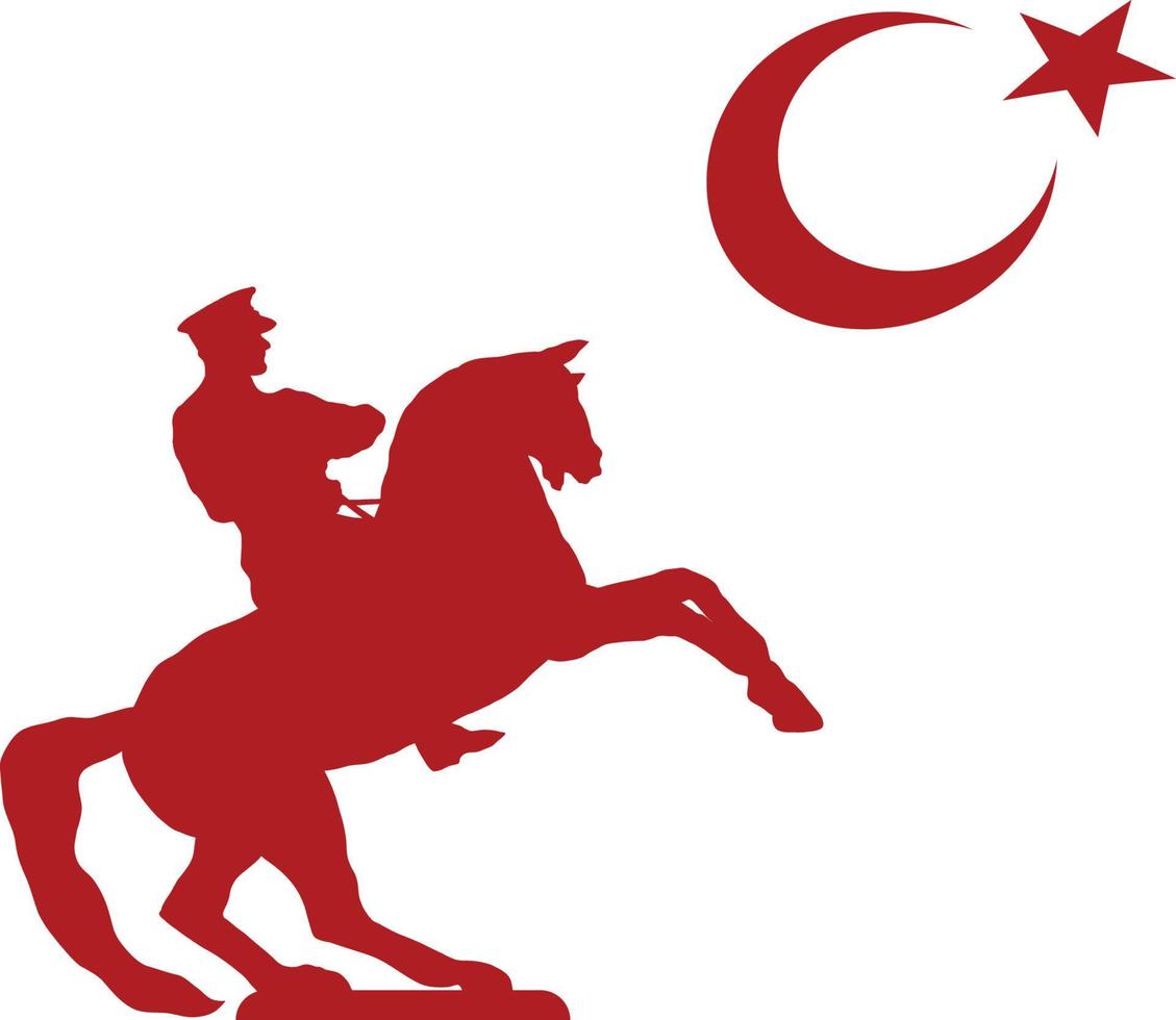 Ataturk ride horse and turkey flag vector