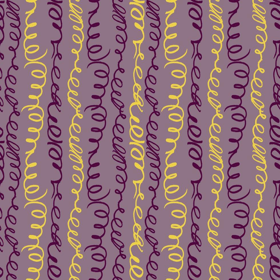 patrón vectorial sin costuras con garabatos verticales multicolores sobre fondo lila. diseño gráfico de moda para papeles pintados de cerámica, textiles, envolver regalos vector