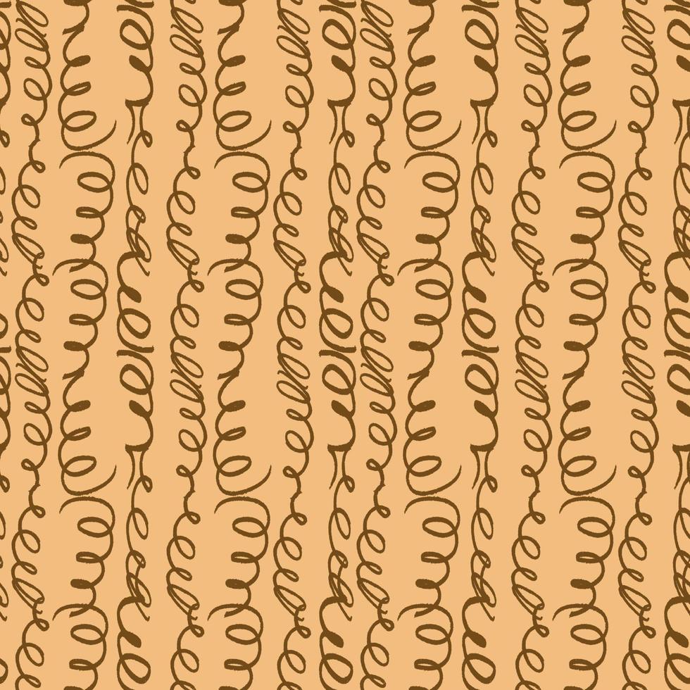 Seamless vector pattern with endless vertical curved, deformed, bent, twirled stripes irregular tangled texture. Intricate, ornate, manuscript background.