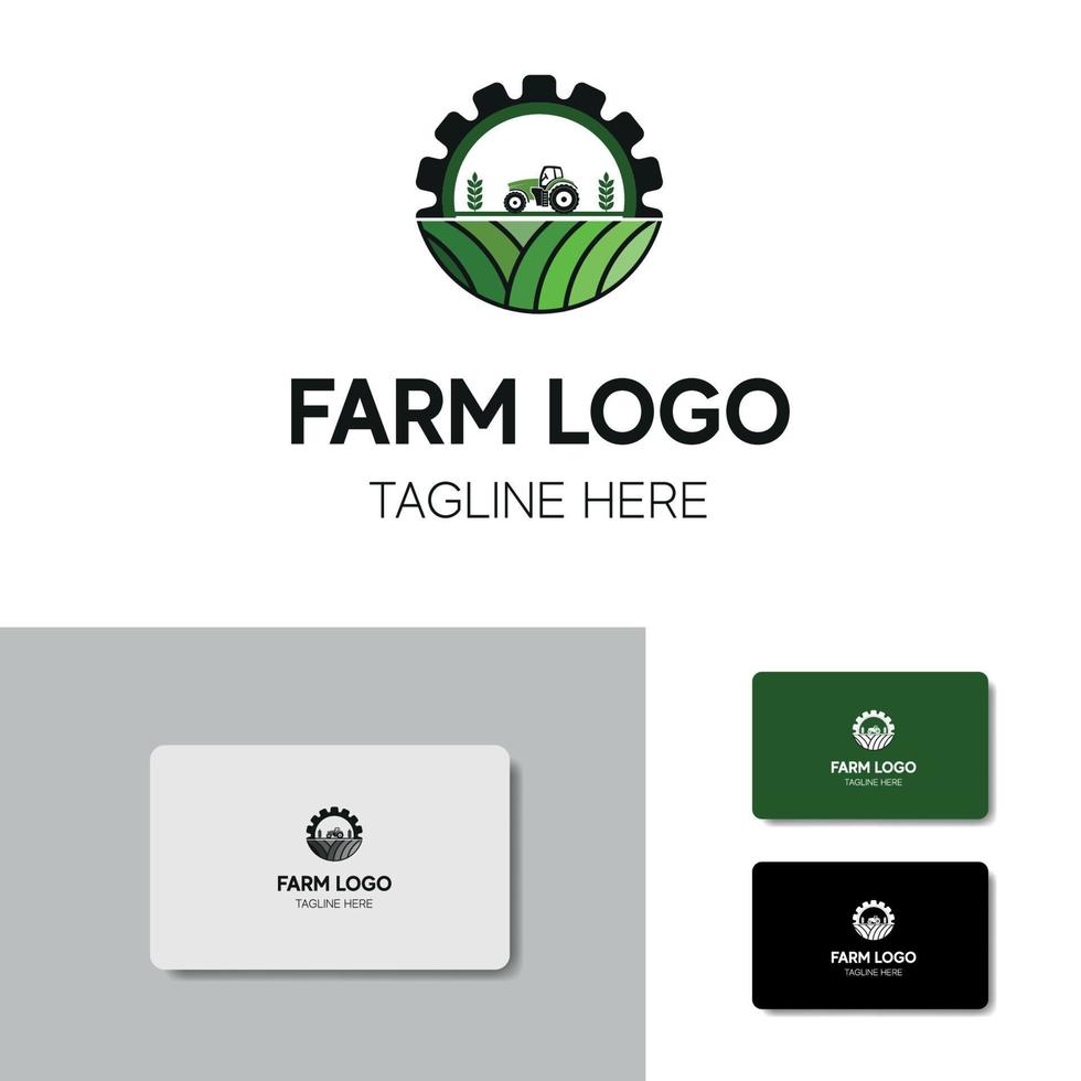 diseño de logotipo de granja con icono de tractor vector