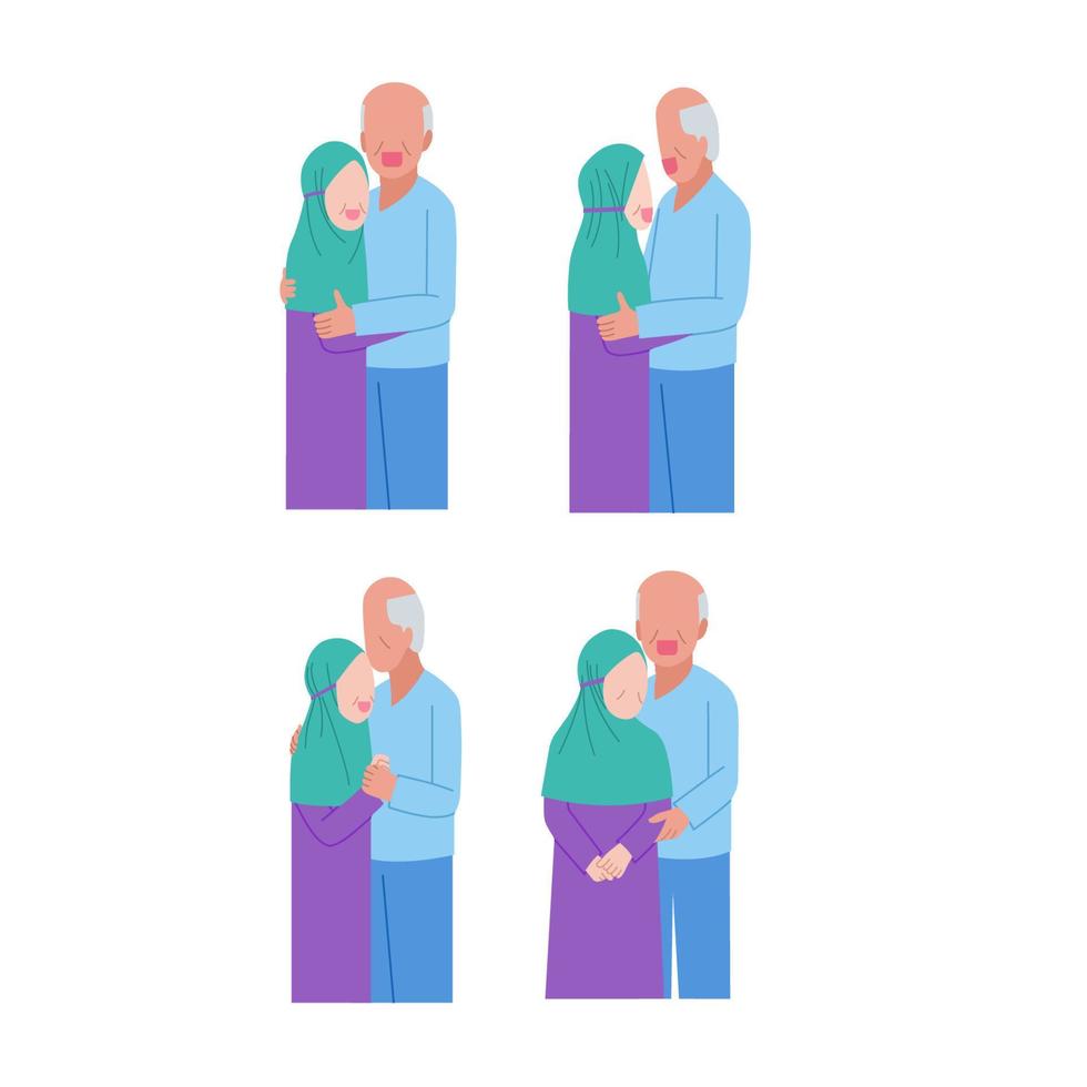 Elderly muslim couple vector