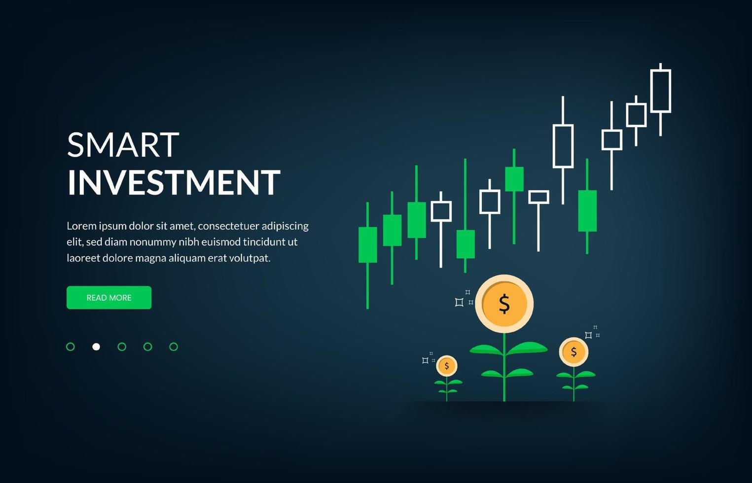 Plant money coin tree growth illustration for Investment Concept. Smart investing, Business growth, progress or success symbol vector