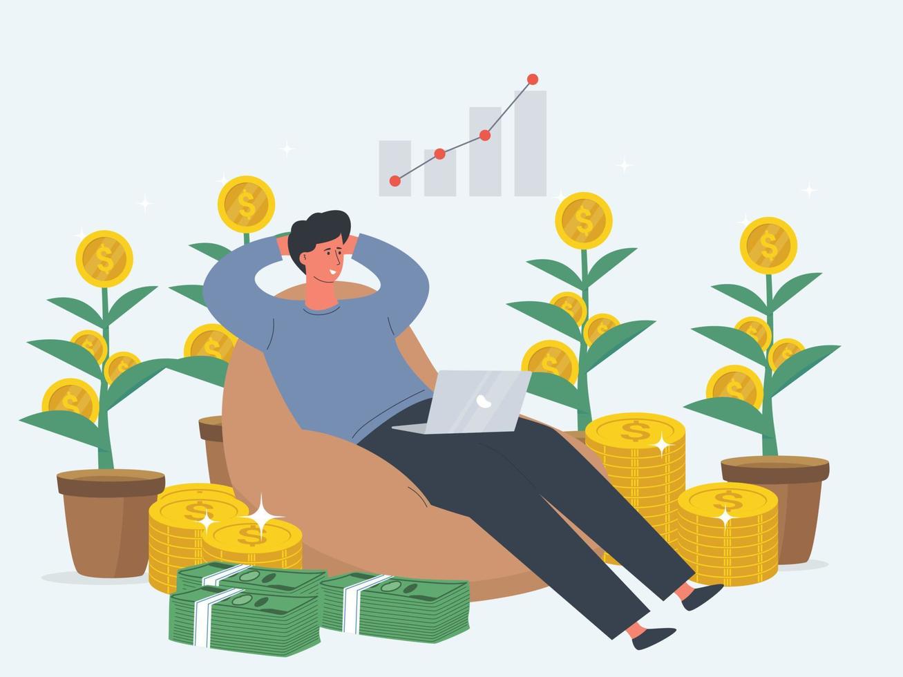 Passive income, salary and profits concept vector