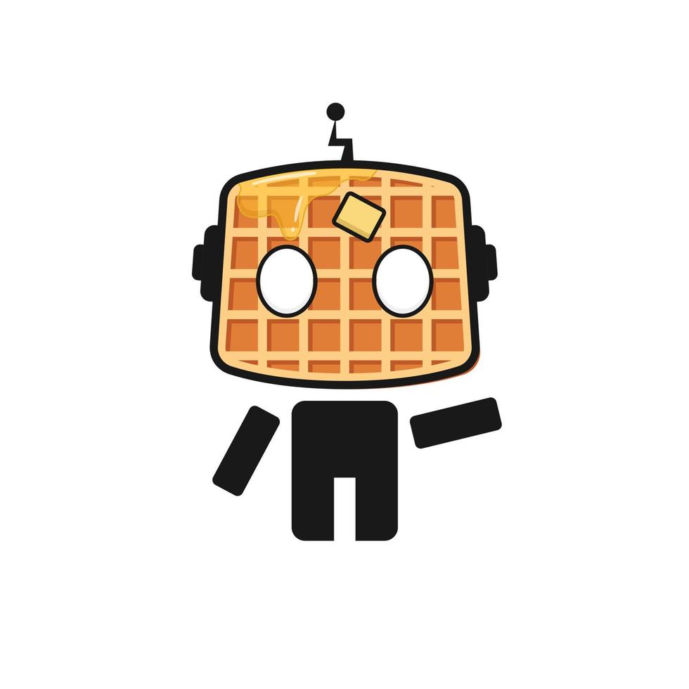 waffle bot logo cartoon illustration robot vector
