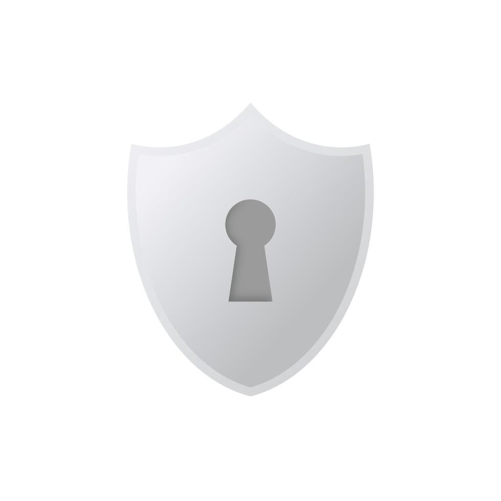 Shield with keyhole. Defense sign Protection concept vector