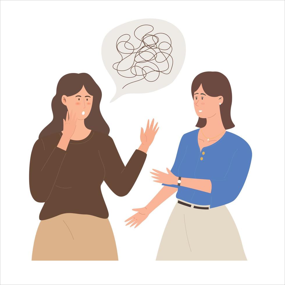 communication, gossip, friends, two women about different things vector