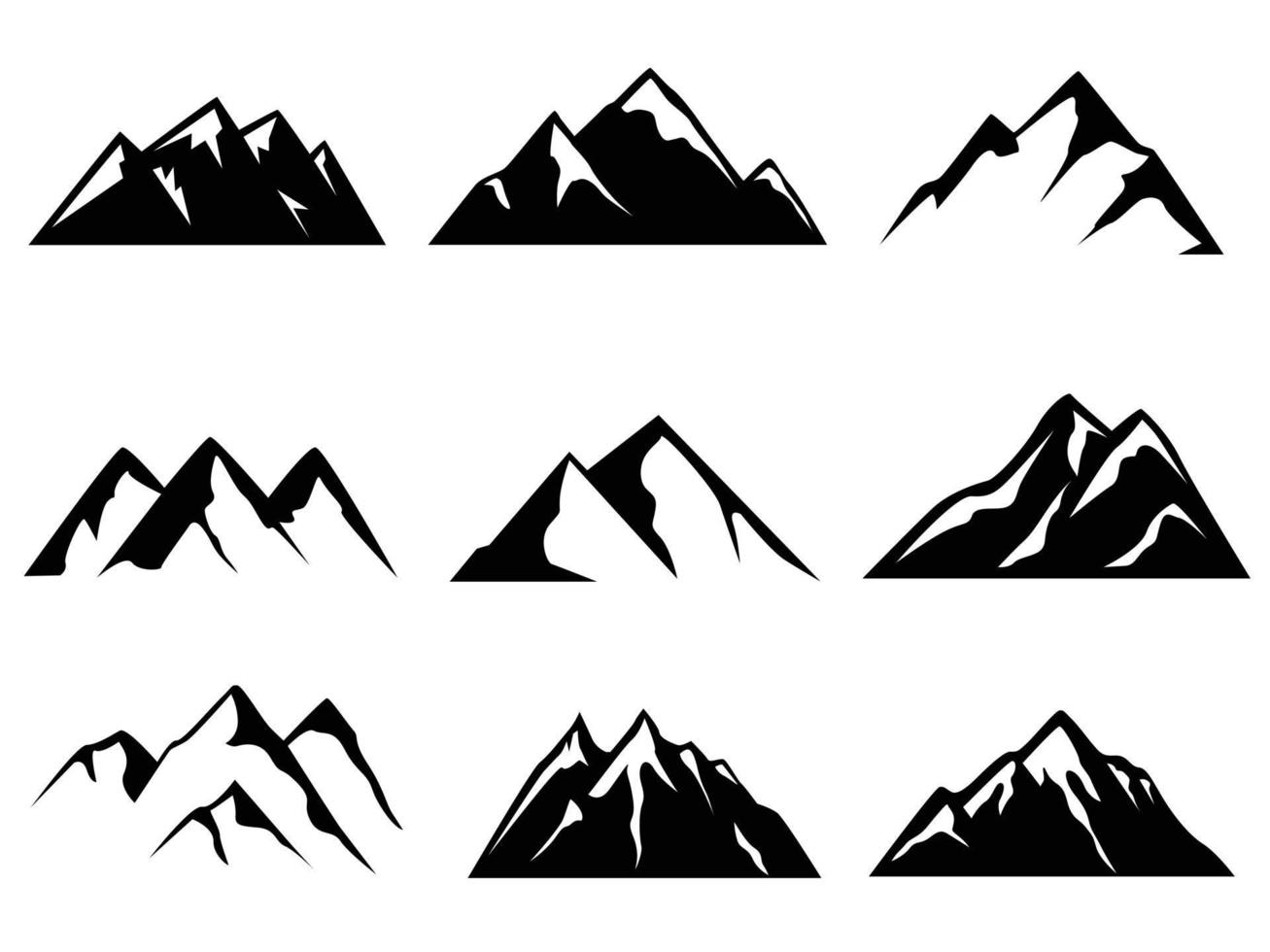 conjunto de colección de imágenes prediseñadas de siluetas de montaña vector